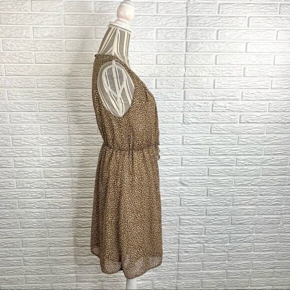 H&M Leopard Print Asymmetrically Ruffled Dress Size 12 - Picture 4 of 7